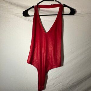 RED "LEATHER" BODYSUIT
